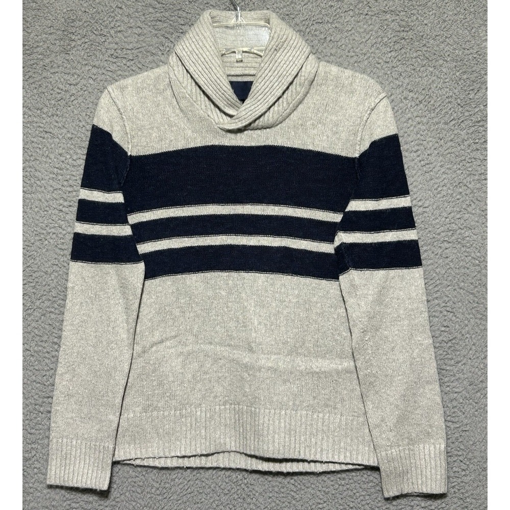 American Eagle‎ Sweater Mens XS Lt Gray Blue Athletic Fit Wool Blend Cowl Neck